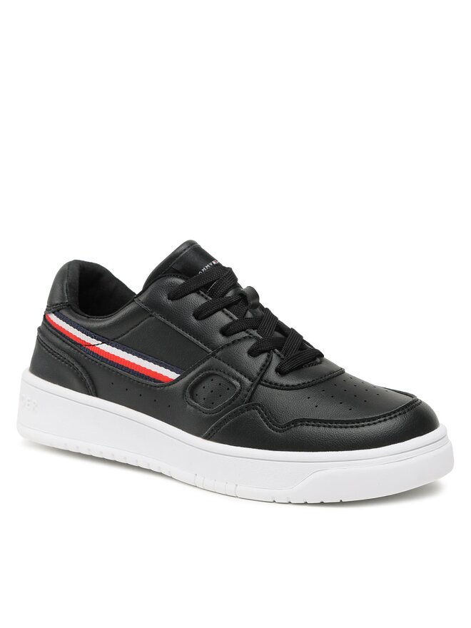 Tommy Hilfiger Сникърси Tommy Hilfiger Stripes Low Cut Lace-Up Sneaker T3X9-32848-1355 S Черен
