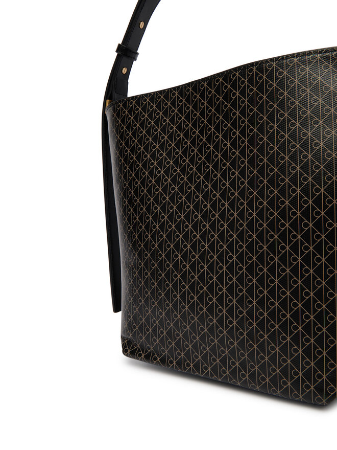 Calvin Klein Handtasche Calvin Klein Emblem Aop Medium Bucket LV04F3365G Schwarz