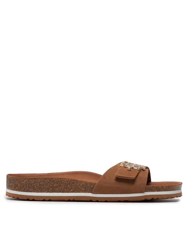 Tommy Hilfiger Pantoletten Tommy Hilfiger Th Molded Footbed Flat Sandal FW0FW06244 Braun
