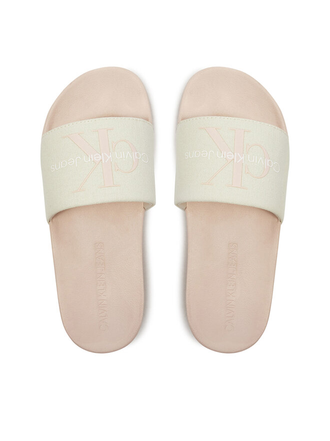 Calvin Klein Jeans Шльопанці Calvin Klein Jeans Slide Monogram Co YW0YW00103 Écru
