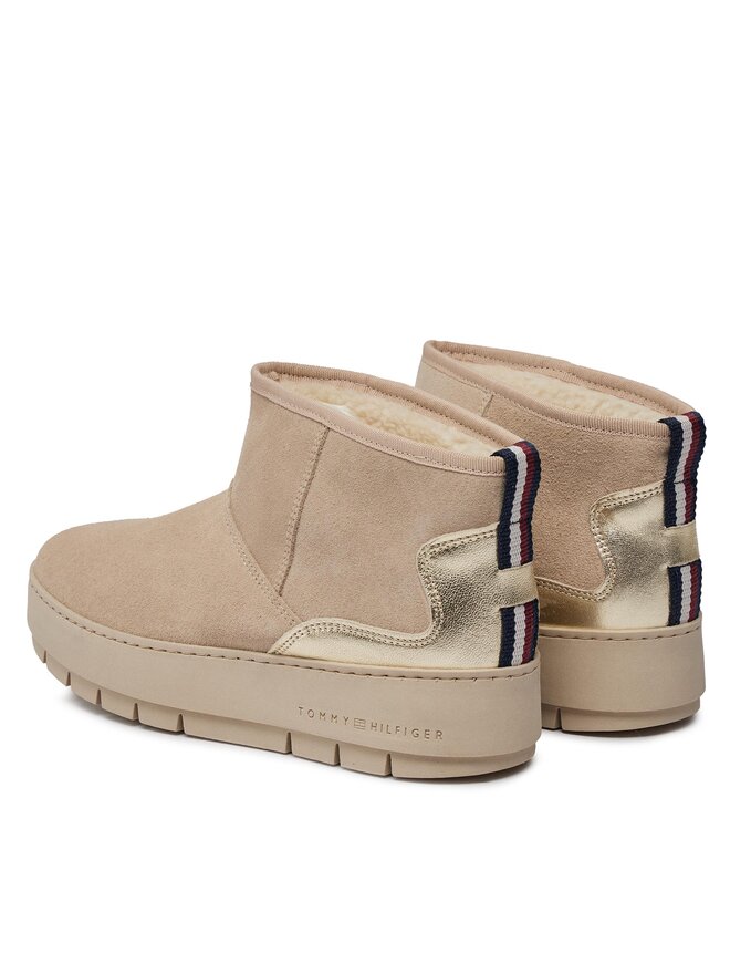 Tommy Hilfiger Hótaposó Tommy Hilfiger Metallic Suede Snowboot FW0FW07850 Bézs