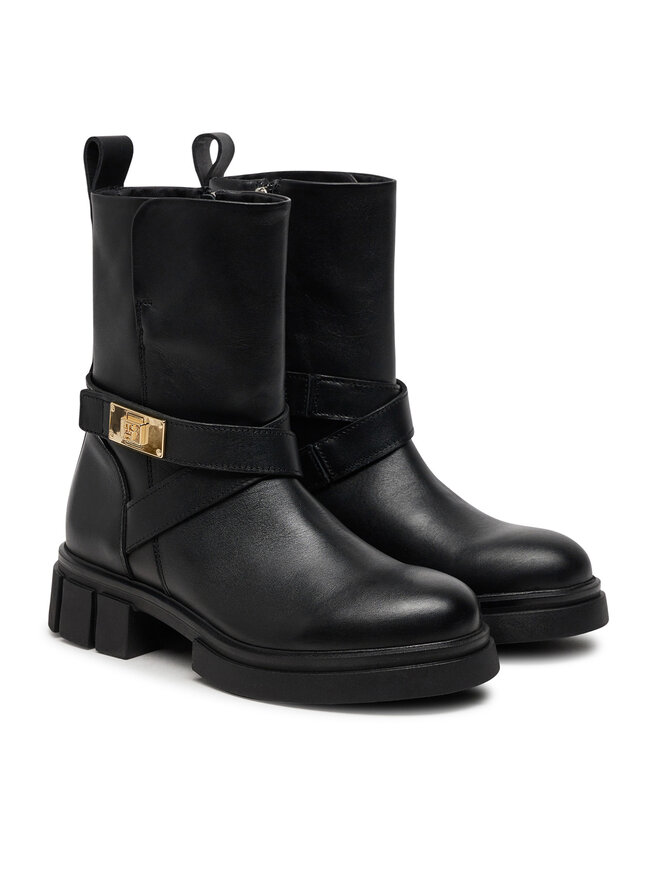 Tommy Hilfiger Μποτάκια Tommy Hilfiger Biker Leather FW0FW08313 Μαύρο