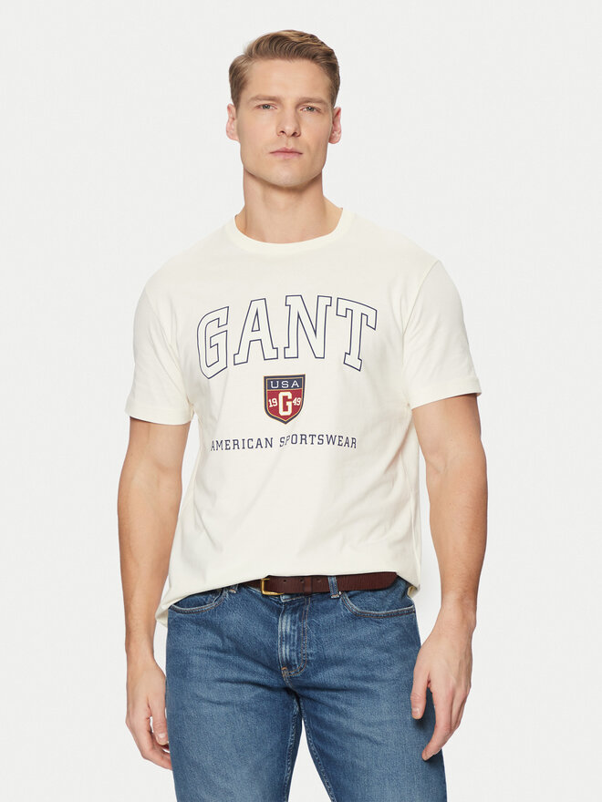 Gant Gant Camiseta 2003290 Écru Regular Fit