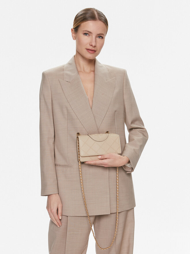 Tory Burch Borsetta Tory Burch Fleming Soft Chain Wallet 138853 Beige