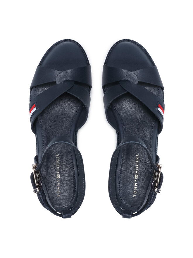 Tommy Hilfiger Εσπαντρίγιες Tommy Hilfiger Th Interlace Mid Heel Sandal FW0FW05609 Σκούρο μπλε