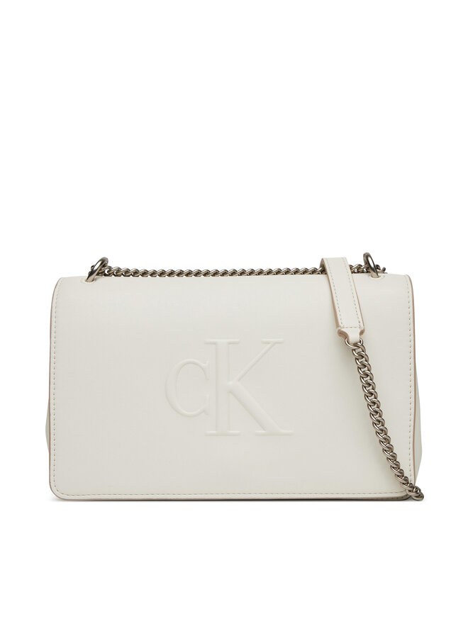 Calvin Klein Jeans Handtasche Calvin Klein Jeans Sculpted Ew Flap Conv Chain LV04K3035G Weiß