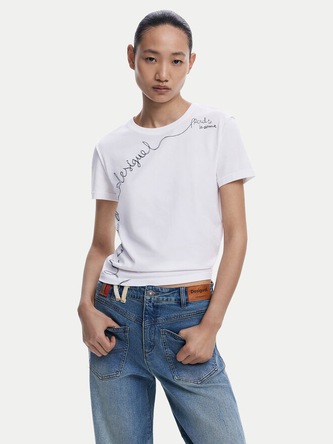 Desigual Desigual Camiseta Charly 25WWTK08 Blanco Regular Fit