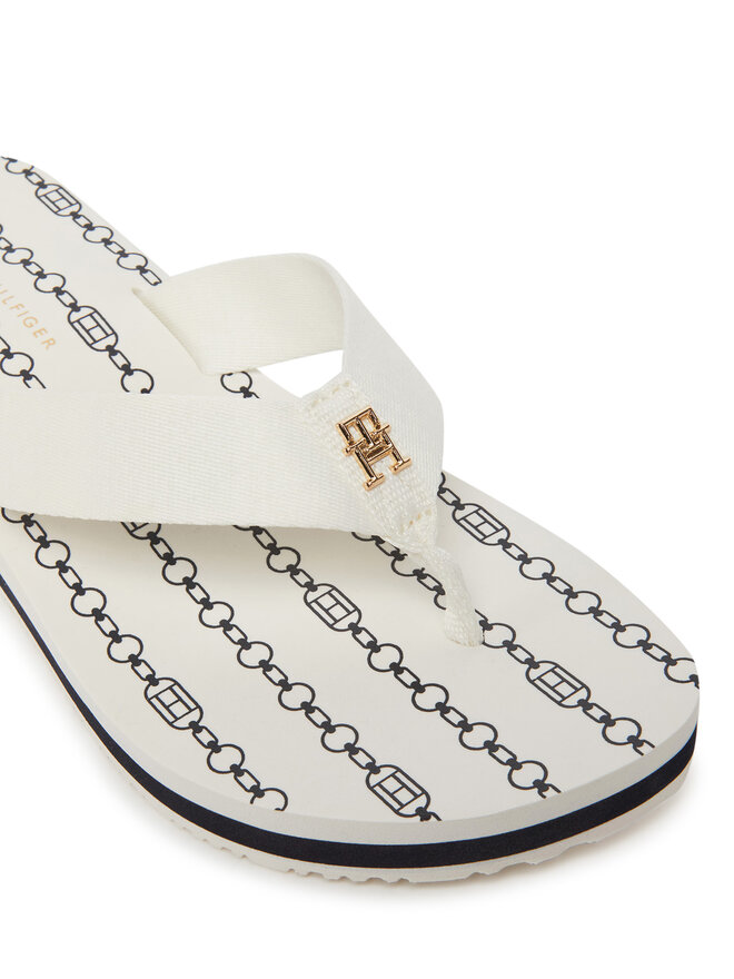 Tommy Hilfiger Žabky Tommy Hilfiger Im Th Chainprint Midwedge Sandal FW0FW08527 Bílá