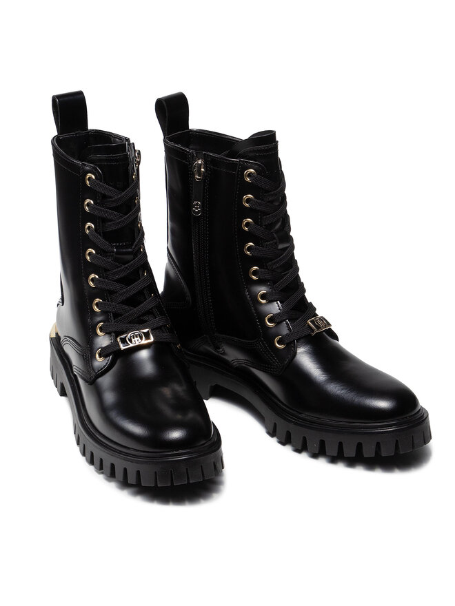 Tommy Hilfiger Trappers Tommy Hilfiger Polished Leather Lace Up Boot FW0FW06008 Negru