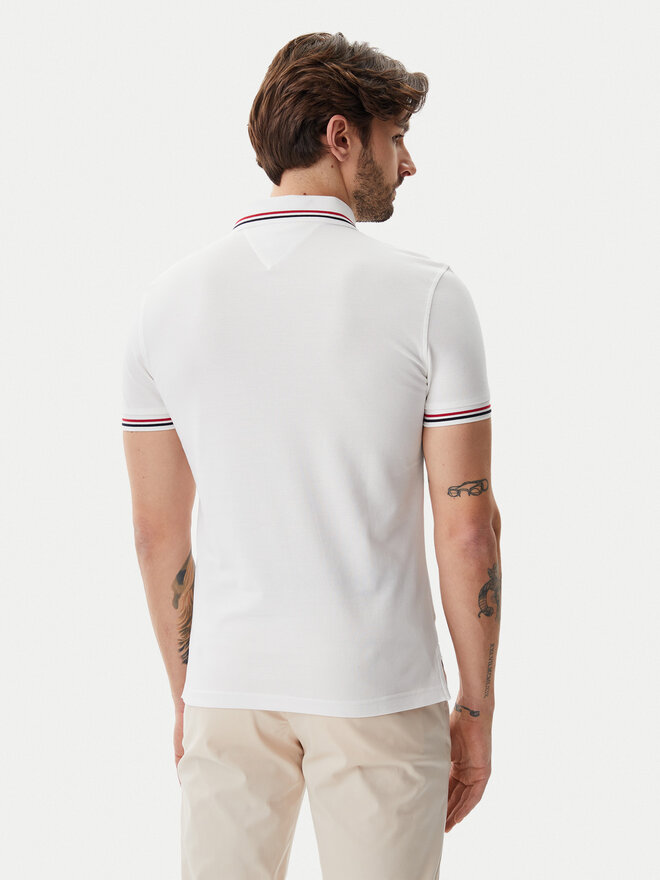 Tommy Hilfiger Tommy Hilfiger Pólóing Tipped MW0MW37346 Fehér Slim Fit
