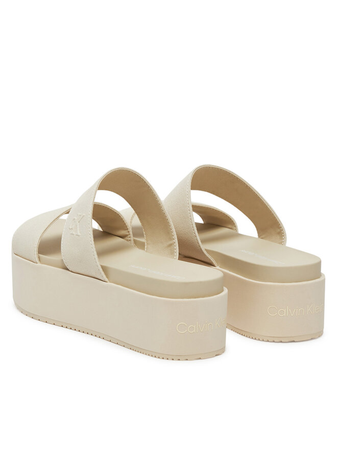 Calvin Klein Jeans Klapki Calvin Klein Jeans Flatform Sandal Webbing In YW0YW01789 Écru