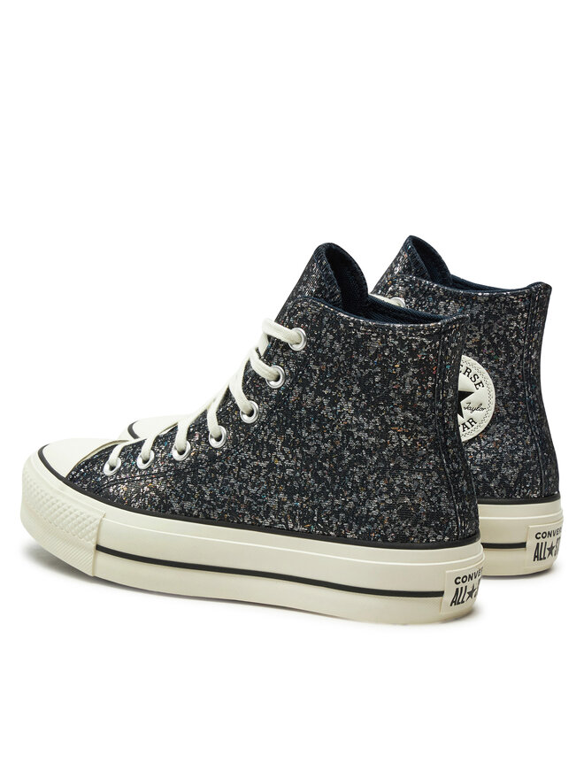 Trampki Converse Chuck Taylor All Star Lift Platform Glitter A09551C 401  Czarny | eobuwie.com.pl