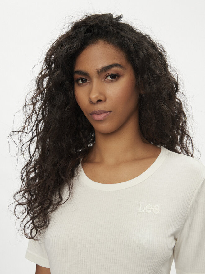 Lee Lee Camiseta Elbow 112350601 Écru Slim Fit