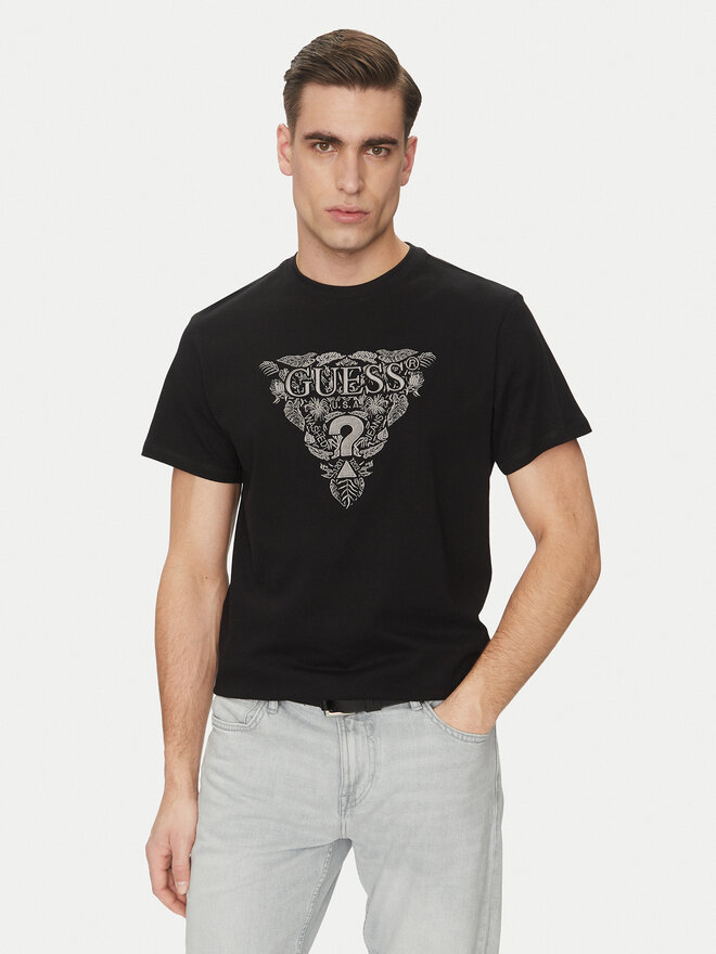 Guess Guess Marškinėliai M5GI16 K8FQ4 Juoda Regular Fit