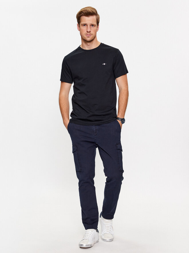 Gant Gant Marškinėliai Shield 2003185 Juoda Slim Fit