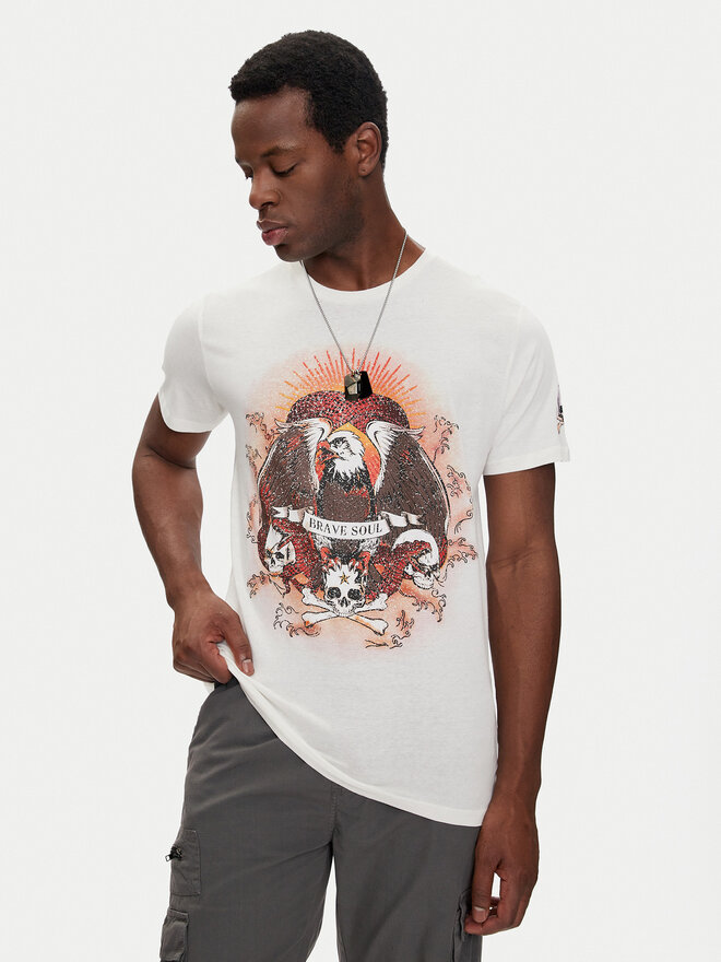 Brave Soul Brave Soul Camiseta MTS-149DYLAN Écru Regular Fit