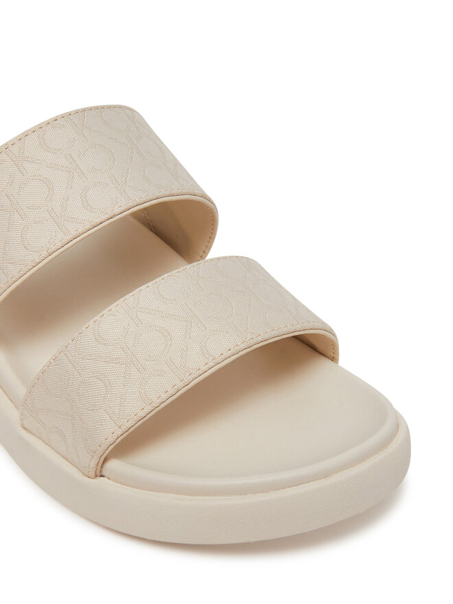 Calvin Klein Pantoletten Calvin Klein Flat Slide Jacq HW0HW02486 Écru