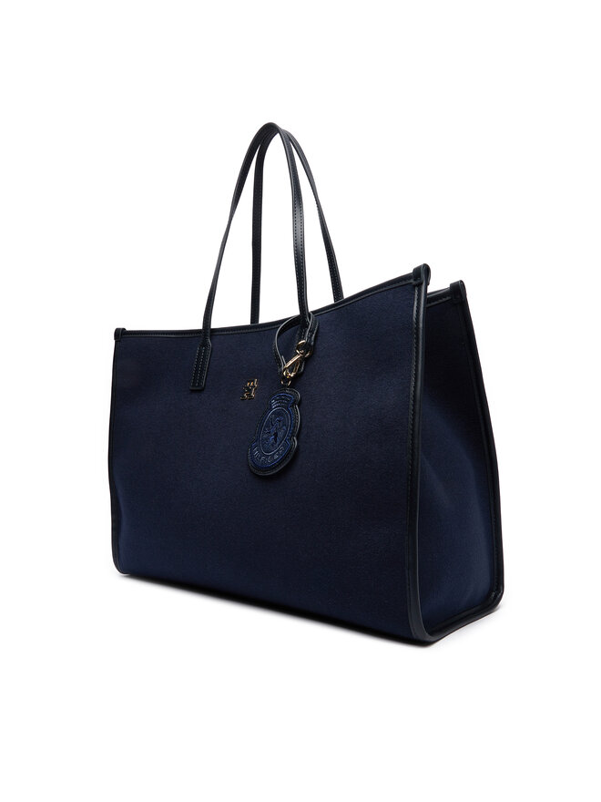 Tommy Hilfiger Ročna torba Tommy Hilfiger Th City Large Tote Melton AW0AW18215 Mornarsko modra