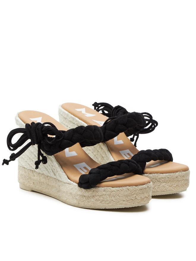 Manebi Espadrilles Manebi Hamptons Two Braided Bands Wedge Espadrilles K 1.0 WE Melns