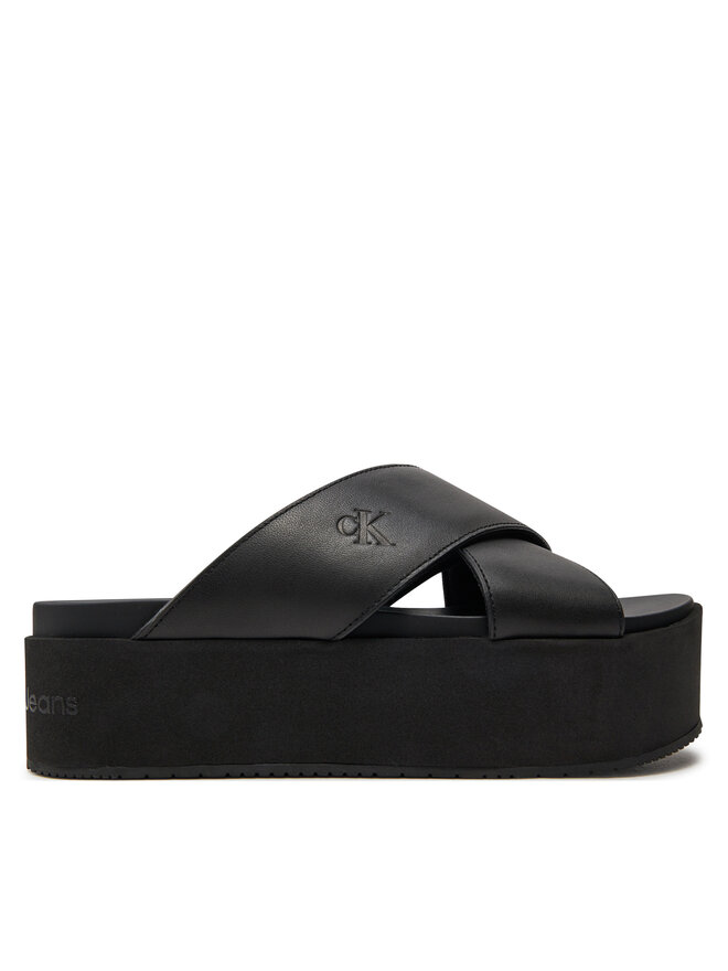 Calvin Klein Jeans Šľapky Calvin Klein Jeans Flatform Cross Mg Uc YW0YW01349 Čierna