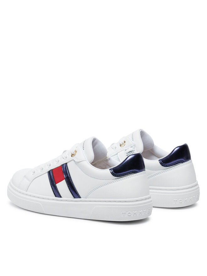 Tommy Hilfiger Laisvalaikio batai Tommy Hilfiger Flag Low Cut Lace-Up Sneaker T3A9-33538-1351 S Balta