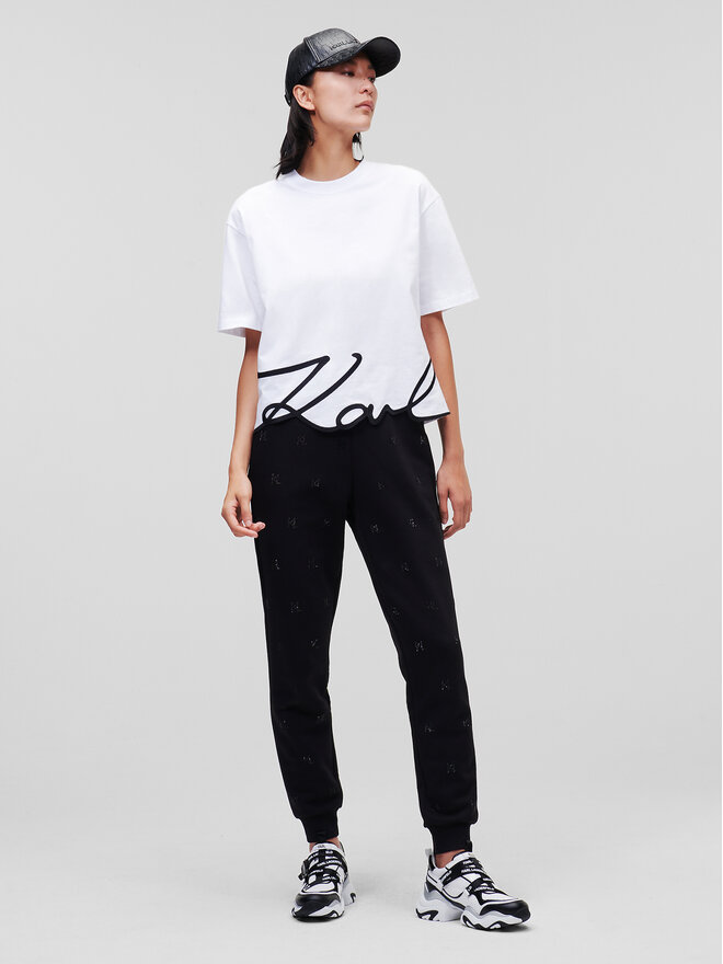 KARL LAGERFELD KARL LAGERFELD T-Shirt Signature Hem 226W1703 Λευκό Relaxed Fit