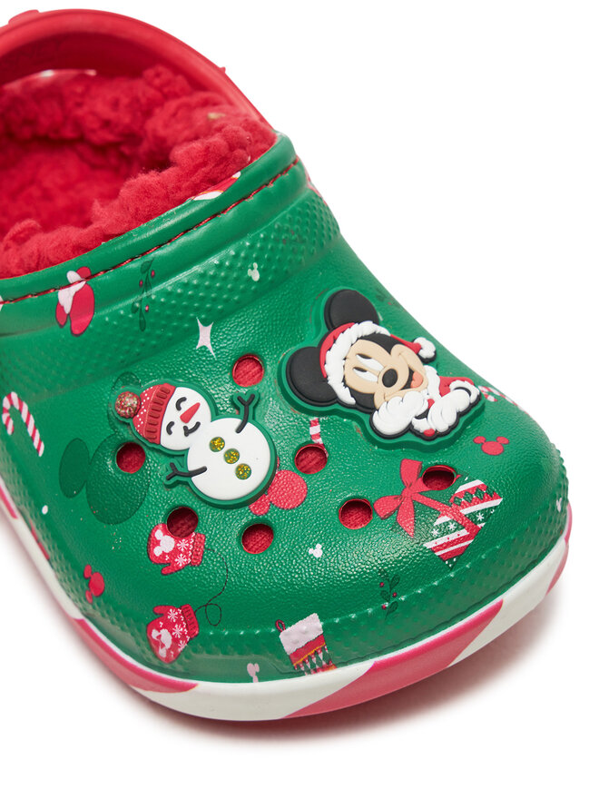 Crocs Klapki Crocs Classic Mickey Xmass Lined Clog T 210815 Zielony