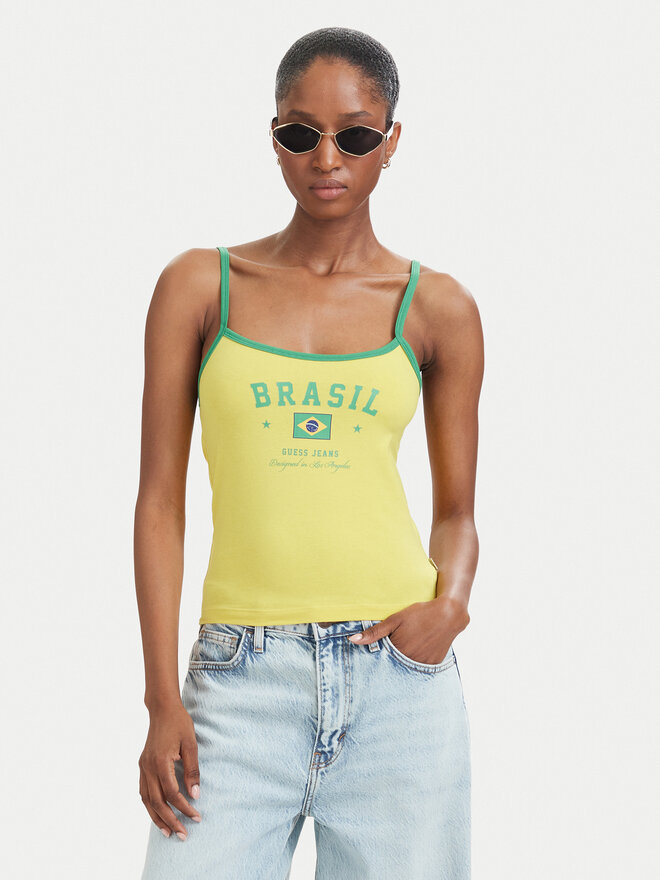 Guess Jeans Guess Jeans Топ W6YP20 K4202 Жовтий Slim Fit