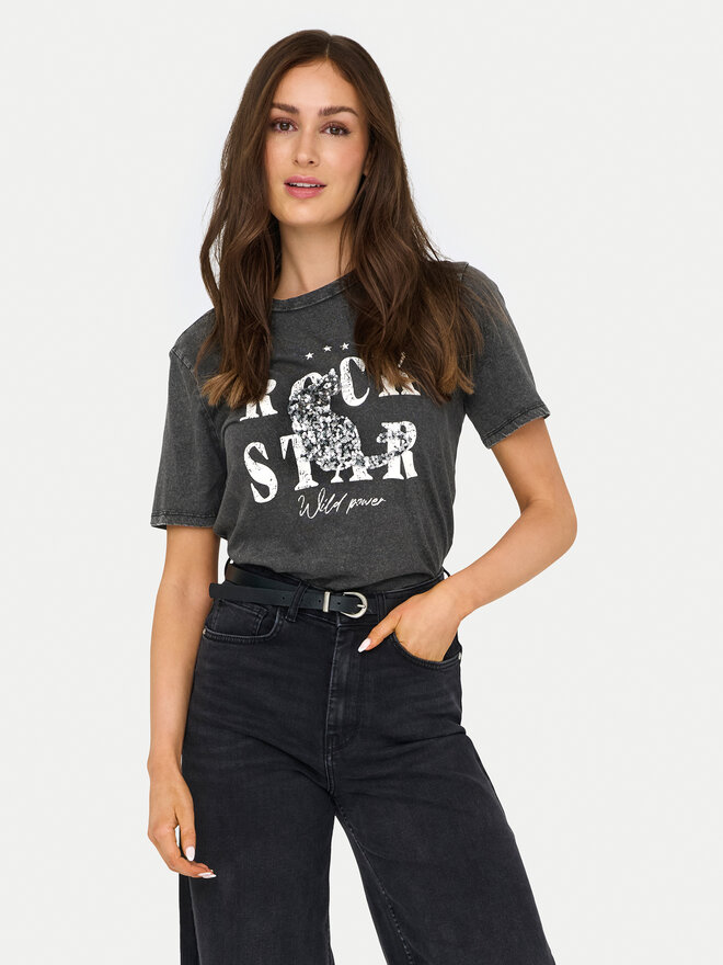ONLY ONLY Marškinėliai Lucy 15346786 Pilka Regular Fit