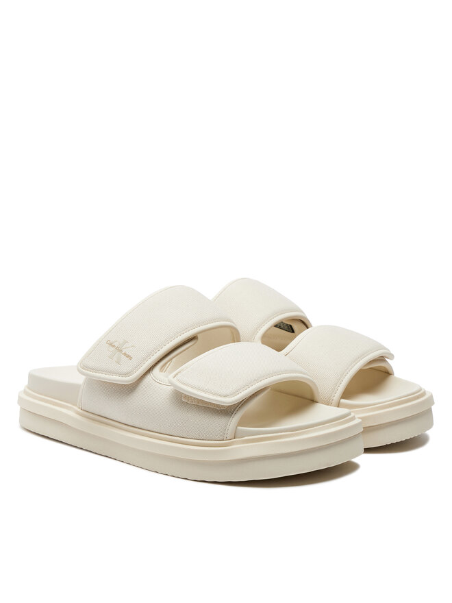 Calvin Klein Jeans Παντόφλες Calvin Klein Jeans Double Bar Sandal Mtl YM0YM01020 Εκρού