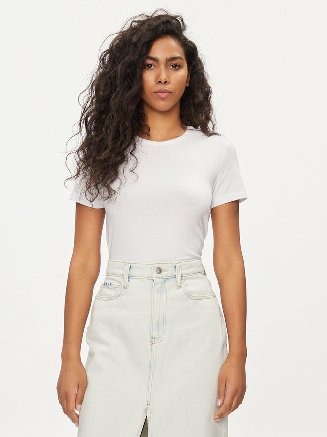 Pieces Pieces Marškinėliai Irene 17082526 Balta Slim Fit