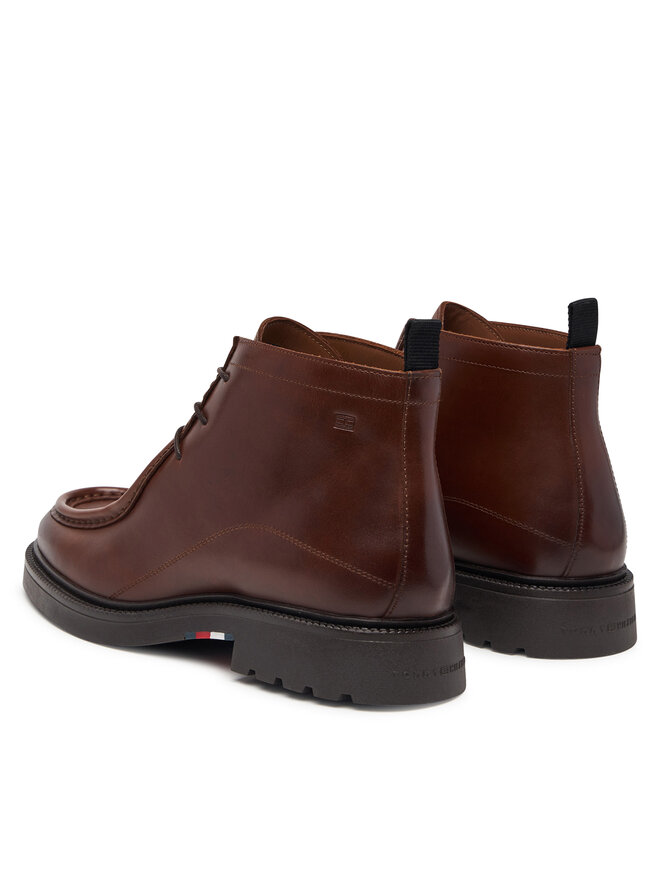 Tommy Hilfiger Schnürschuhe Tommy Hilfiger Corporate Casual Lth Moc Chukka FM0FM05987 Braun
