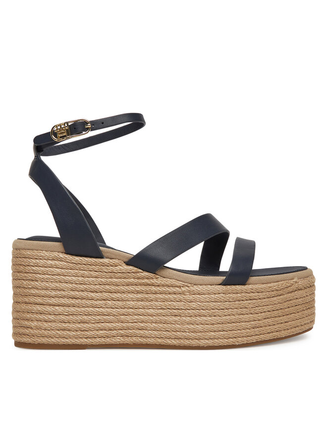 Tommy Hilfiger Espadrilles Tommy Hilfiger Ankle Strap Leather Platform FW0FW08497 Dunkelblau