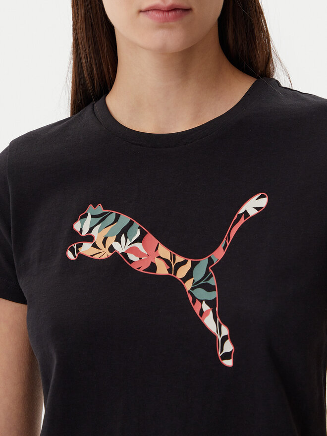 Puma Puma Marškinėliai Floral Cat 685081 Juoda Regular Fit