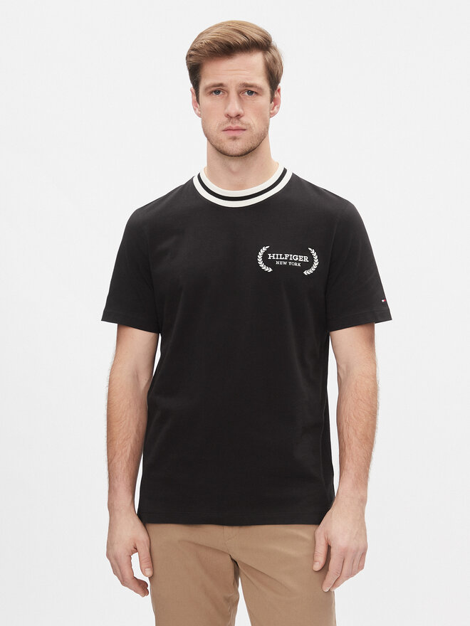 Tommy Hilfiger Tommy Hilfiger T-Shirt Laurel Tipped Tee MW0MW33681 Μαύρο Regular Fit