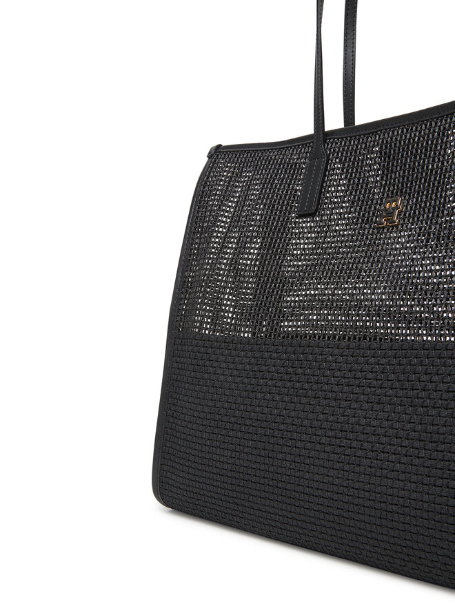 Tommy Hilfiger Kabelka Tommy Hilfiger Th City Summer Tote Woven AW0AW17640 Černá