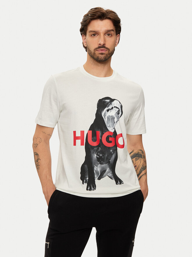 HUGO HUGO Camiseta Dayaking 50523979 Écru Regular Fit