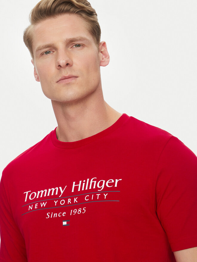 Tommy Hilfiger Tommy Hilfiger Marškinėliai Center Stack MW0MW38621 Raudona Regular Fit