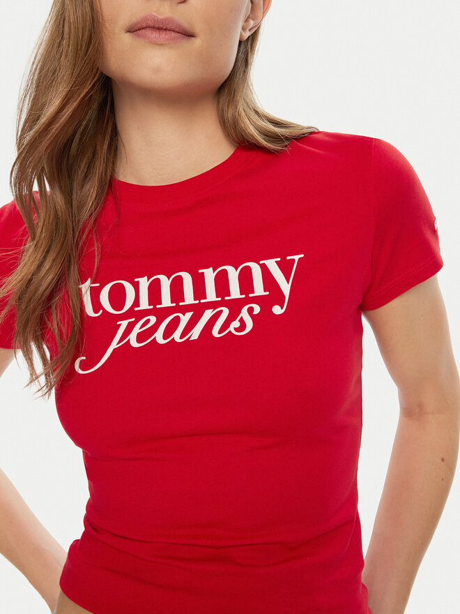Tommy Jeans Tommy Jeans Marškinėliai Essential DW0DW19447 Raudona Slim Fit