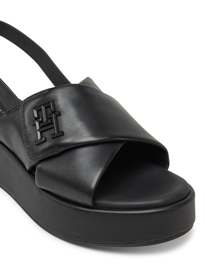 Tommy Hilfiger Sandały Tommy Hilfiger Th Logo Hw Padded Leather Sandal FW0FW08808 Czarny