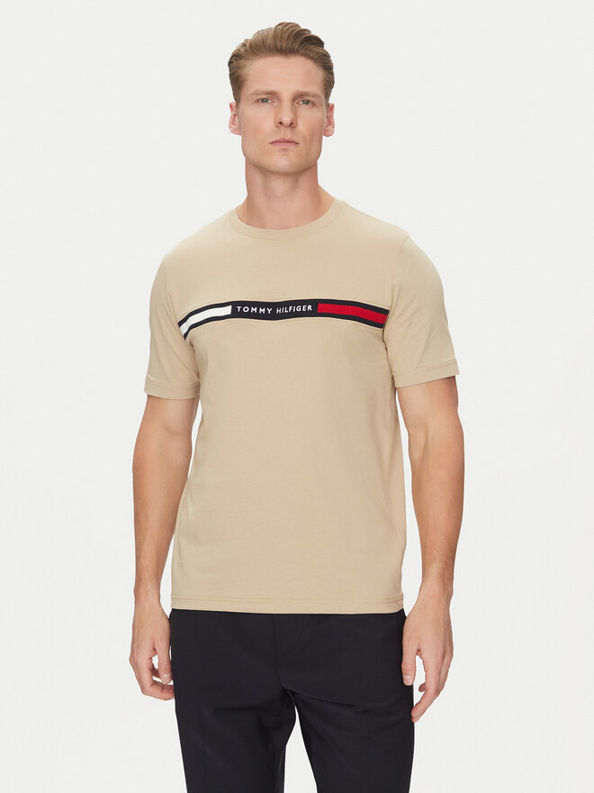 Tommy Hilfiger Tommy Hilfiger Majica Chest Insert MW0MW36498 Bež Regular Fit