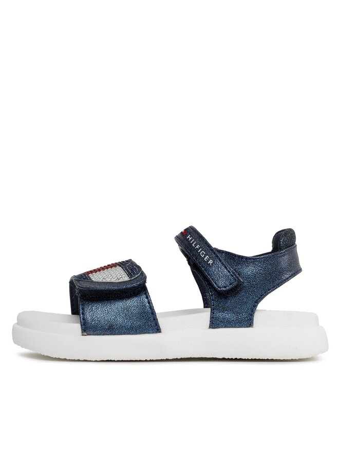 Tommy Hilfiger Сандали Tommy Hilfiger Strass Heart Velcro Sandal T1A2-32752-1367 S Тъмносин