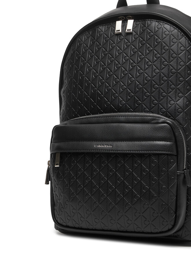 Calvin Klein Rucksack Calvin Klein Emblem Emboss Round Backpack LV04D3202G Schwarz