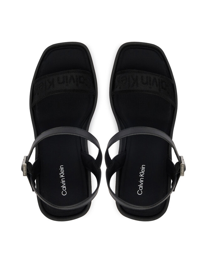 Calvin Klein Sandalen Calvin Klein Wedge 70 Sndl Webbing Lth HW0HW02882 Schwarz