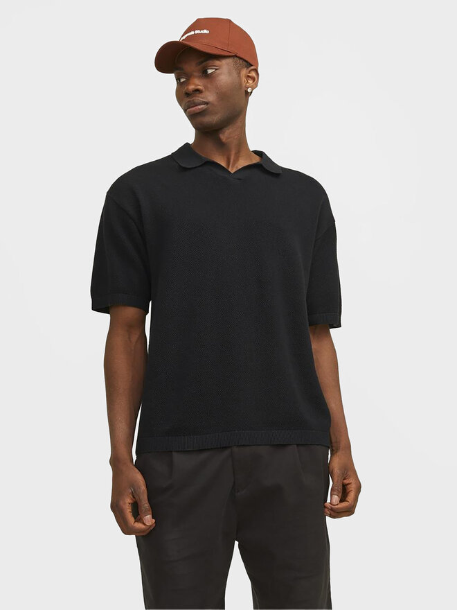 Jack&Jones Jack&Jones Polo marškinėliai Linen 12252748 Juoda Regular Fit