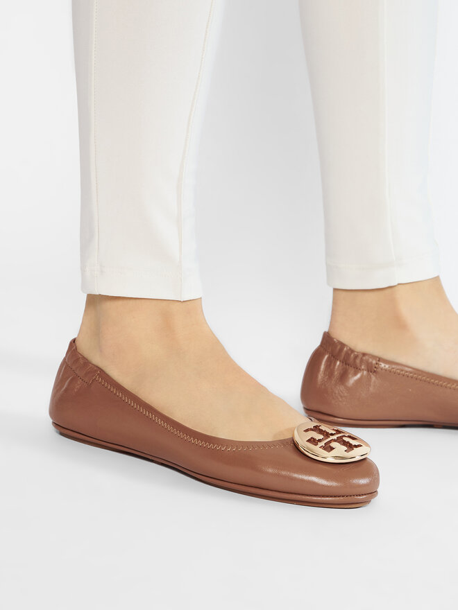 Tory Burch Bailarinas Tory Burch Minnie Travel Ballet With Metal Logo 50393 Marrón