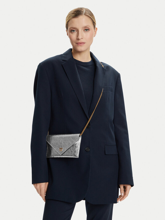 PINKO Torebka PINKO Flat Purse Mini AI 25-26 PCPL 105347 A2OT Srebrny