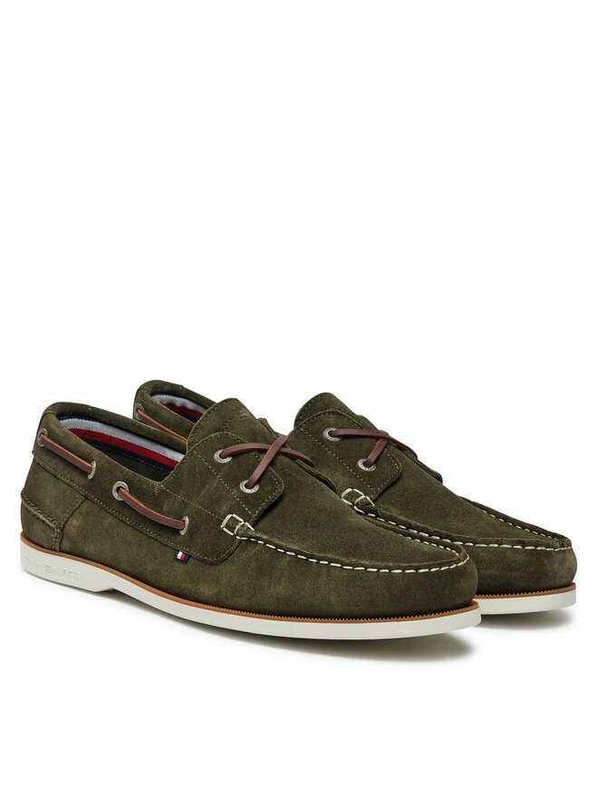 Tommy Hilfiger Pusbačiai Tommy Hilfiger Th Boat Shoe Core Suede FM0FM05387 Žalia