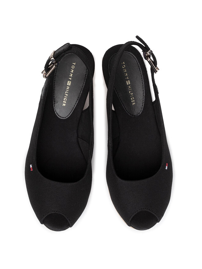 Tommy Hilfiger Εσπαντρίγιες Tommy Hilfiger Iconic Elba Sling Back Wedge FW0FW04788 Μαύρο