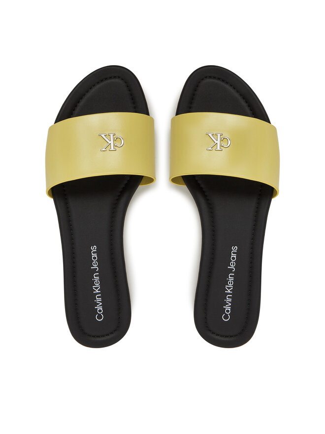 Calvin Klein Jeans Klapki Calvin Klein Jeans Flat Sandal Slide Mg YW0YW01697 Zielony